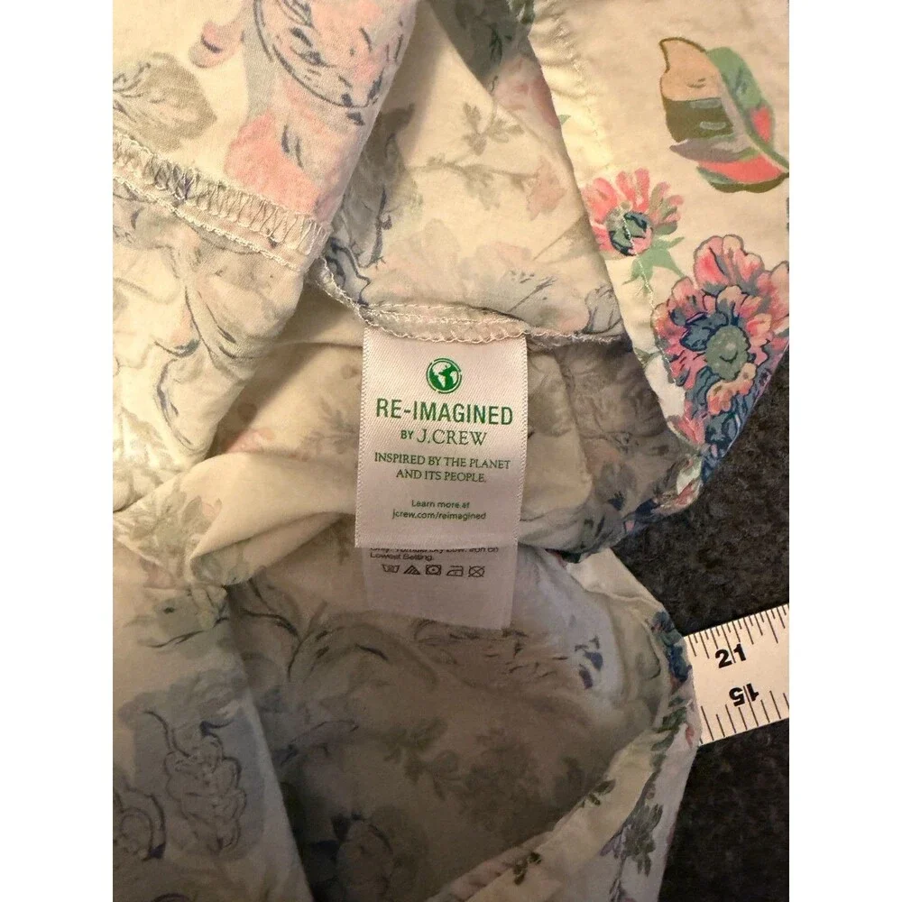 J.Crew Plus Size 24 Floral Cotton Button Front Smocked A-Line Sundress Cream